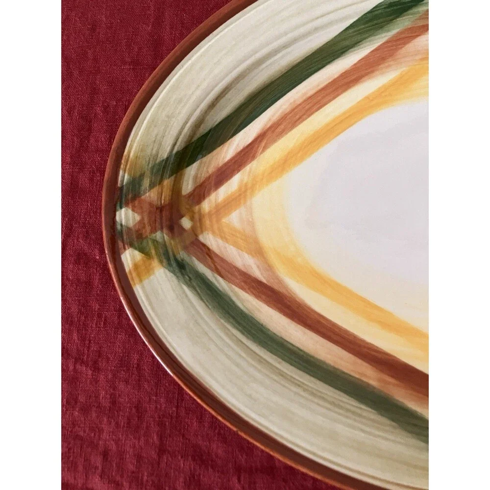Vintage ‘40s/‘50s Vernon Kilns Vernonware Homespun Plaid 14” Oval Platter